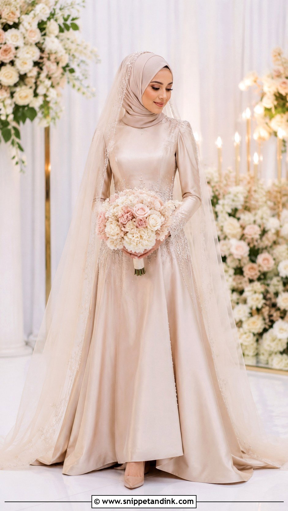Champagne Muslim Wedding Dress - Snippet and Ink - 30 Muslim Wedding Dress Ideas