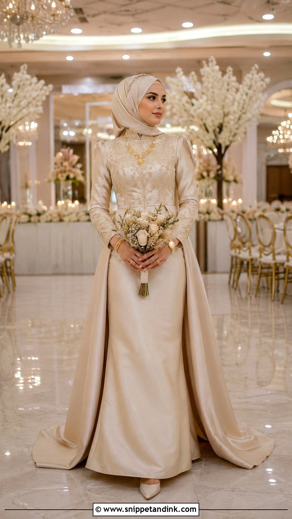 Champagne Muslim Wedding Dress - Snippet and Ink - 25 Modern Muslim Wedding Dresses