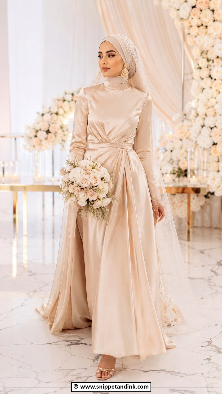 Champagne Muslim Wedding Gown - Snippet and Ink - 30 Muslim Wedding Gown Ideas