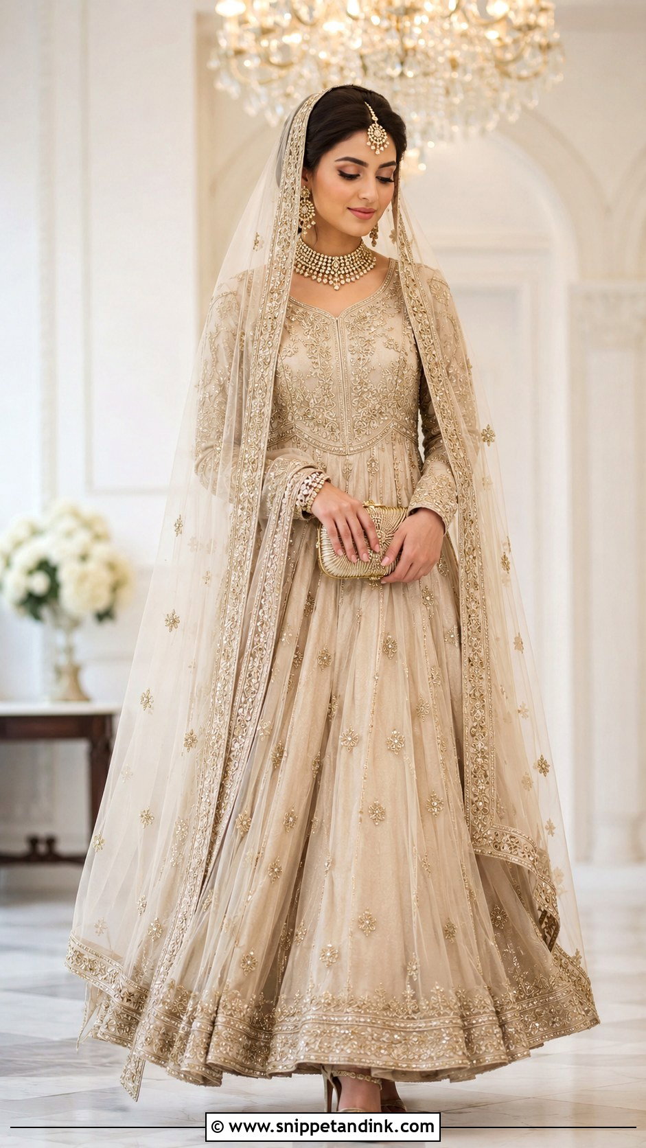 Champagne Nikah Anarkali Outfit - Snippet and Ink - 25 Nikha Outfits for Bride