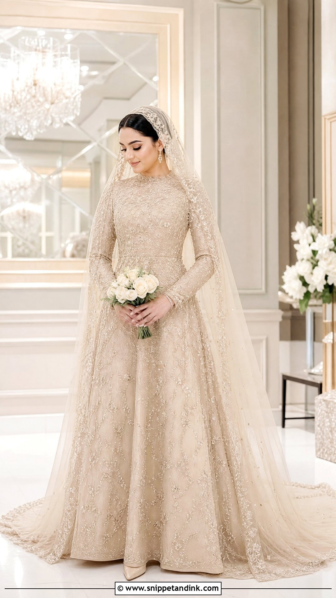 Champagne Nikah Bridal Gown - Snippet and Ink - 20 Nikah Bridal Dress Ideas