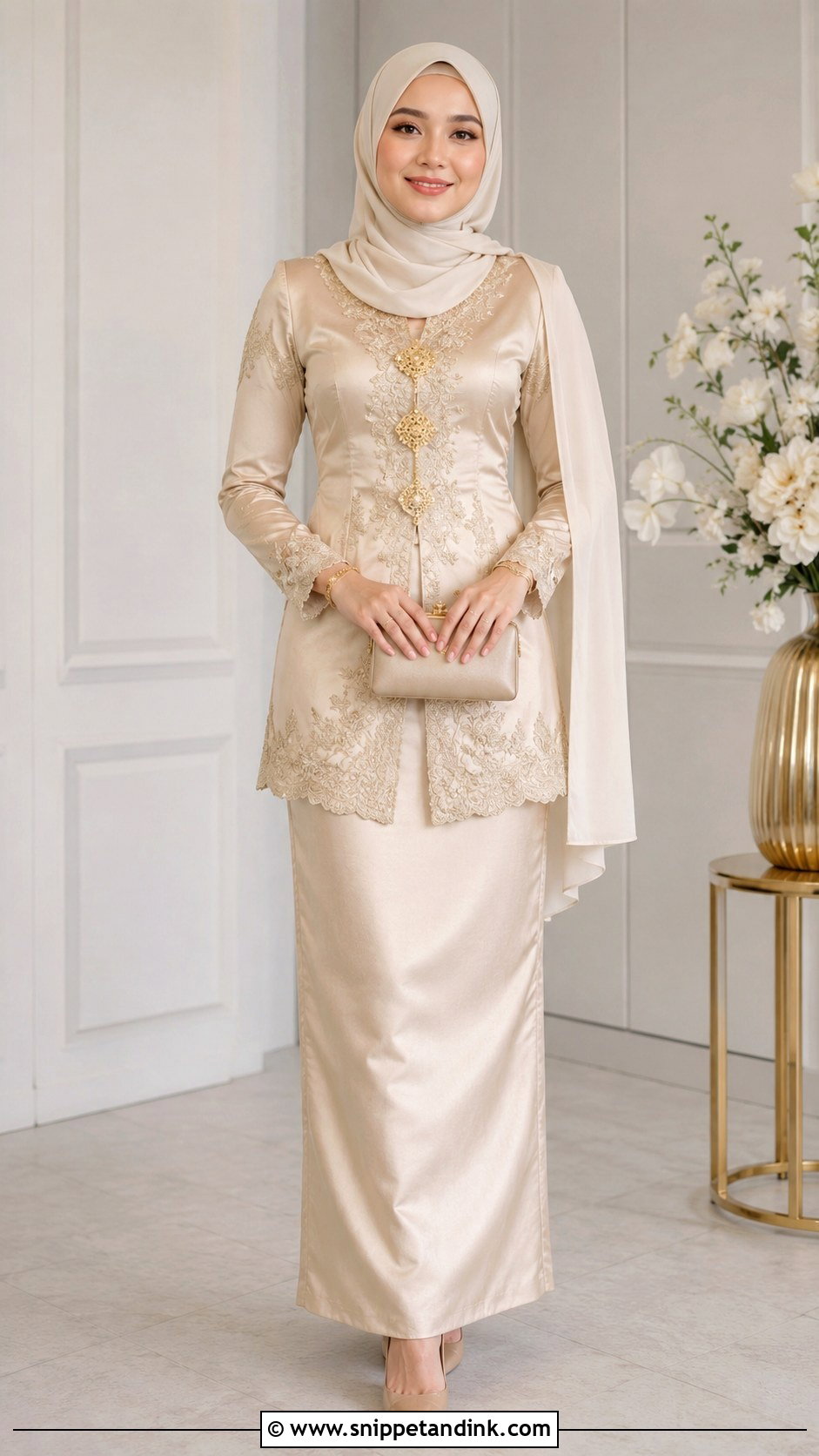 Champagne Nikah Dress - Snippet and Ink - 25 Malay Nikah Wedding Dress Ideas