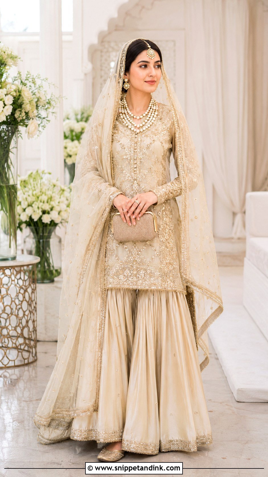 Champagne Nikah Garara Outfit - Snippet and Ink - 20 Nikah Garara Ideas