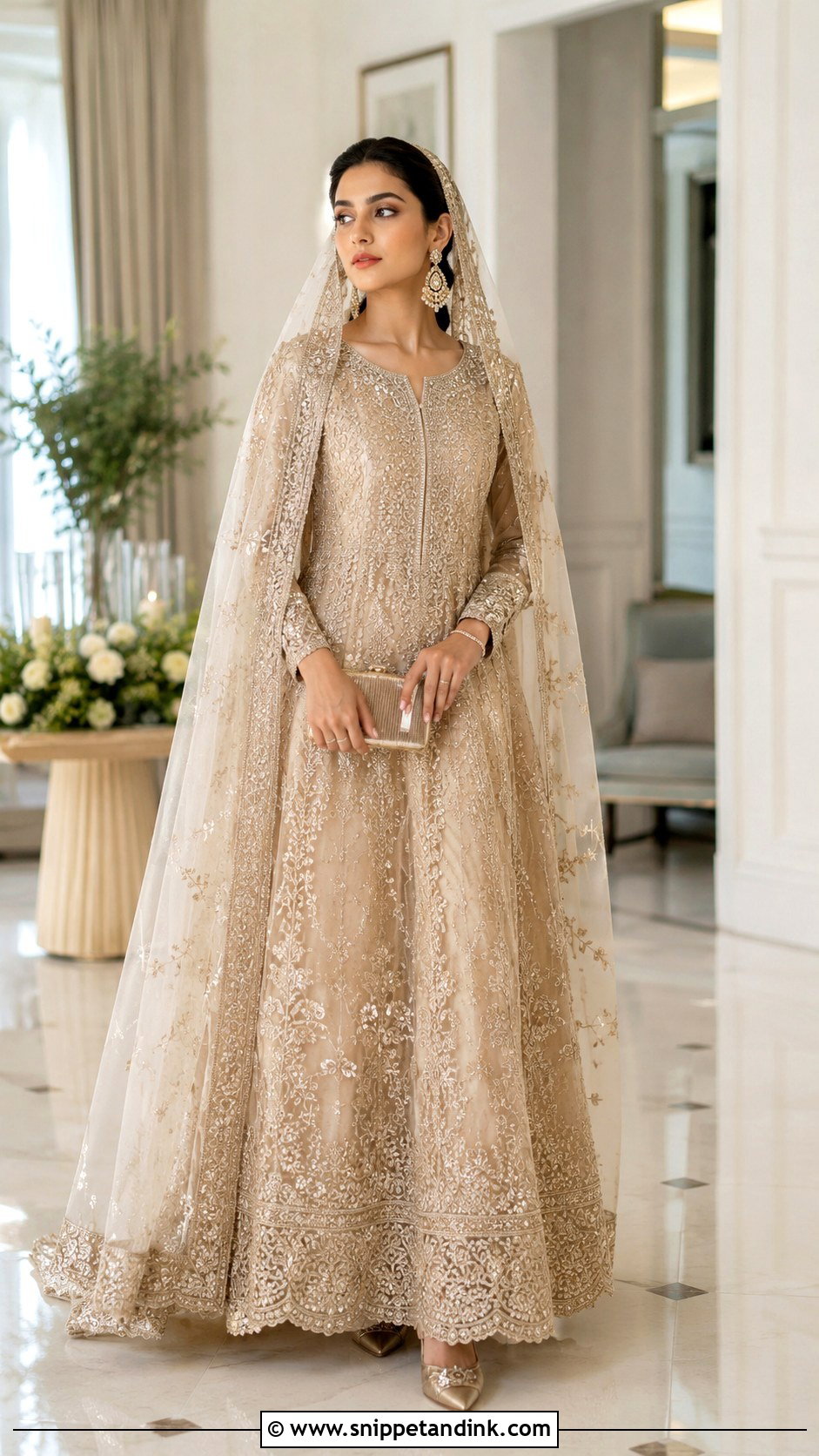 Champagne Nikah Maxi Dress - Snippet and Ink - 25 Nikah Dress Pakistani Brides Ideas