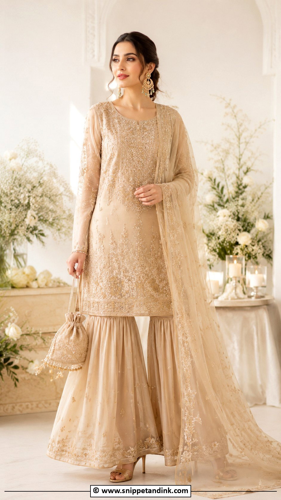 Champagne Nikah Sharara - Snippet and Ink - 35 Nikah Dress Ideas
