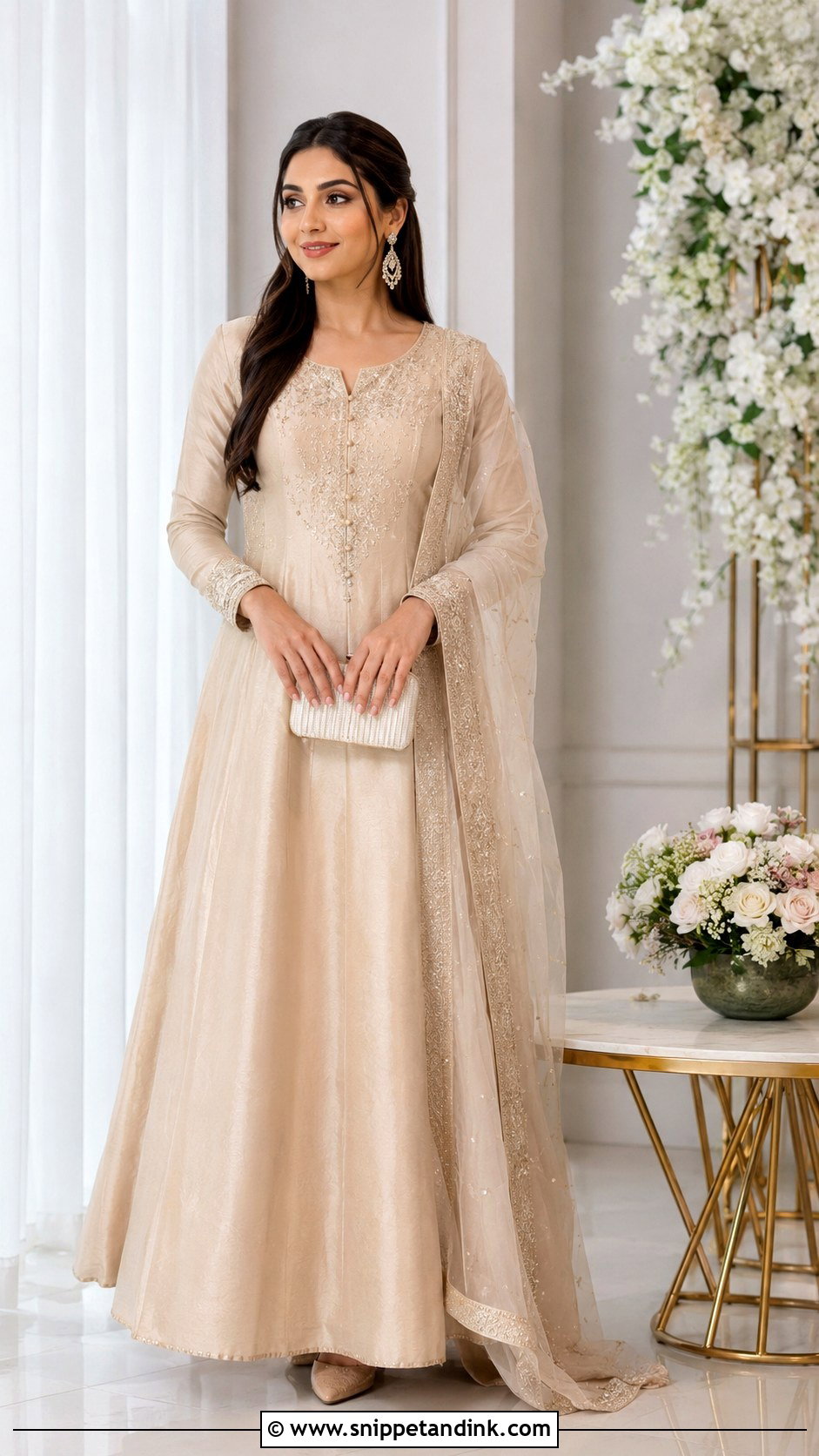 Champagne Nikkah Maxi Dress - Snippet and Ink - 25 Simple Nikkah Dress Ideas