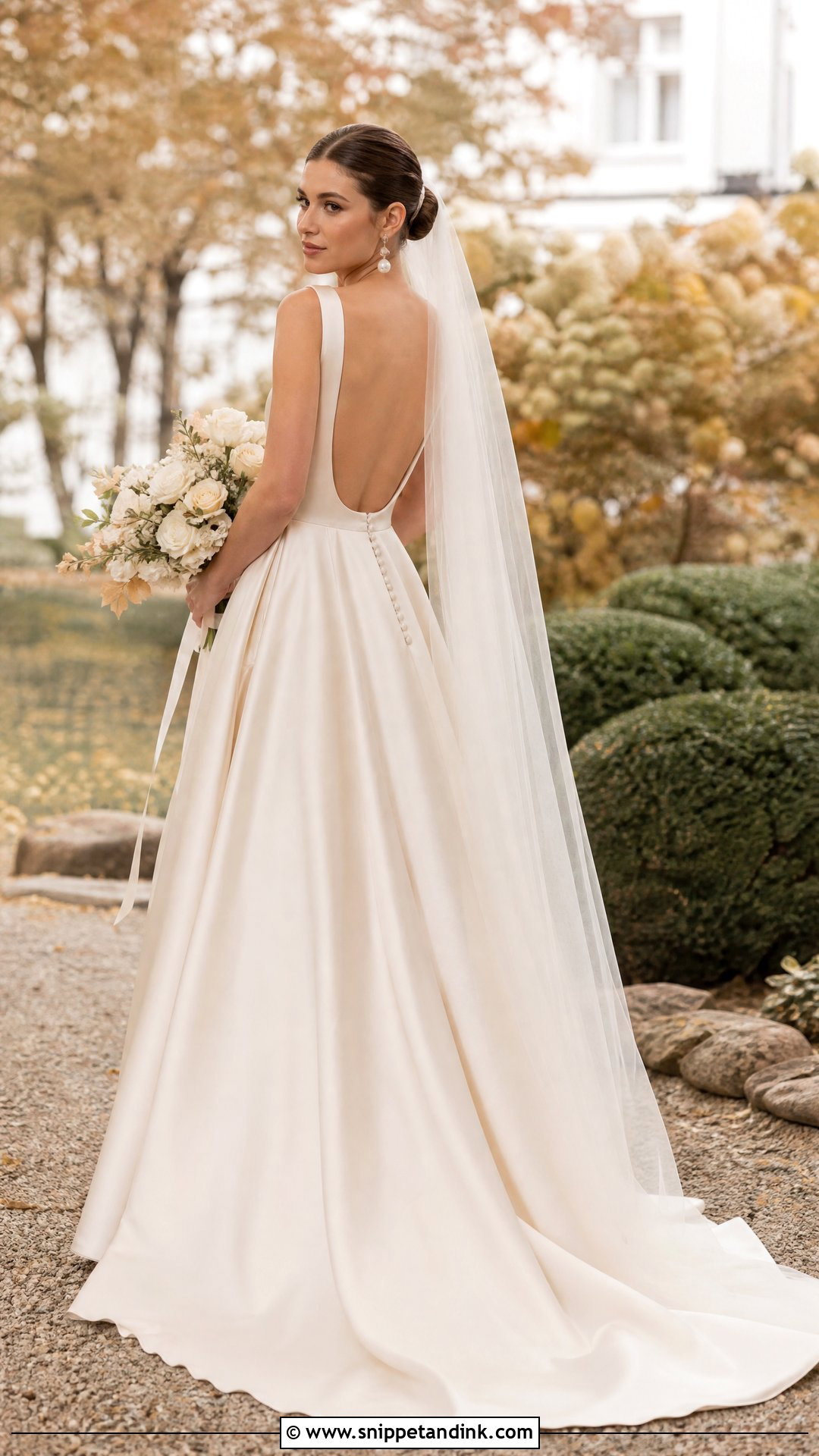 Champagne Open Back Wedding Dress - Snippet and Ink - 20 Open Wedding Dress Ideas