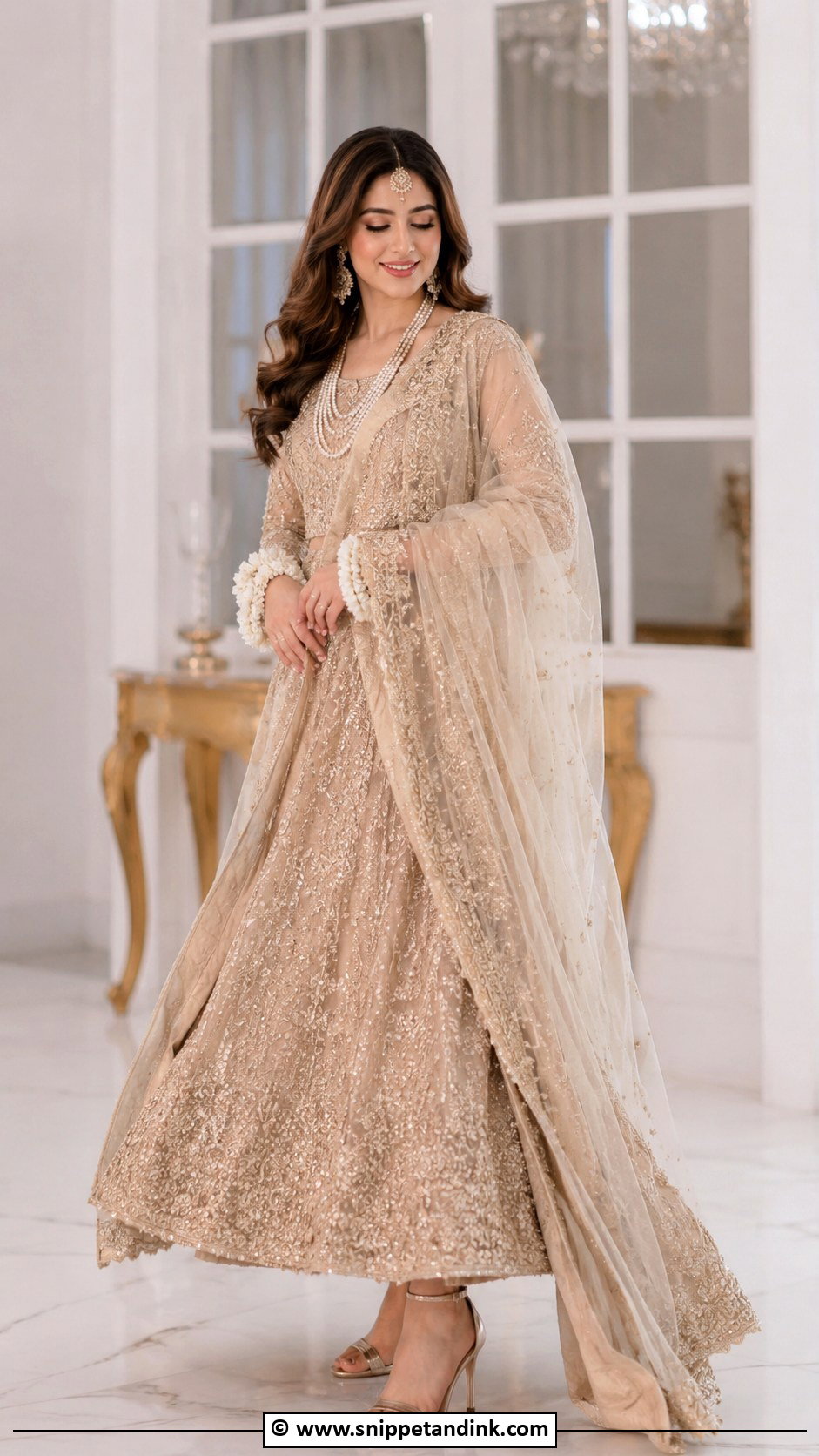 Champagne Pakistani Bridal Dress - Snippet and Ink - 30 Pakistani Bridal Dresses