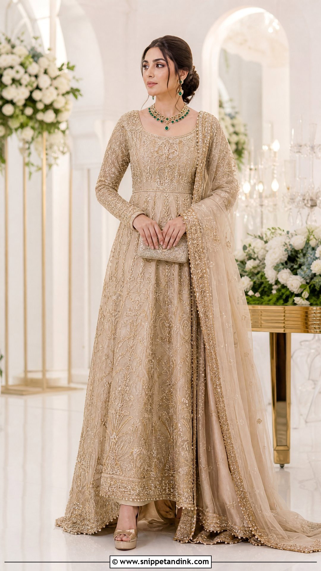 Champagne Pakistani Bridal Gown - Snippet and Ink - 20 Pakistani Bridal Gowns
