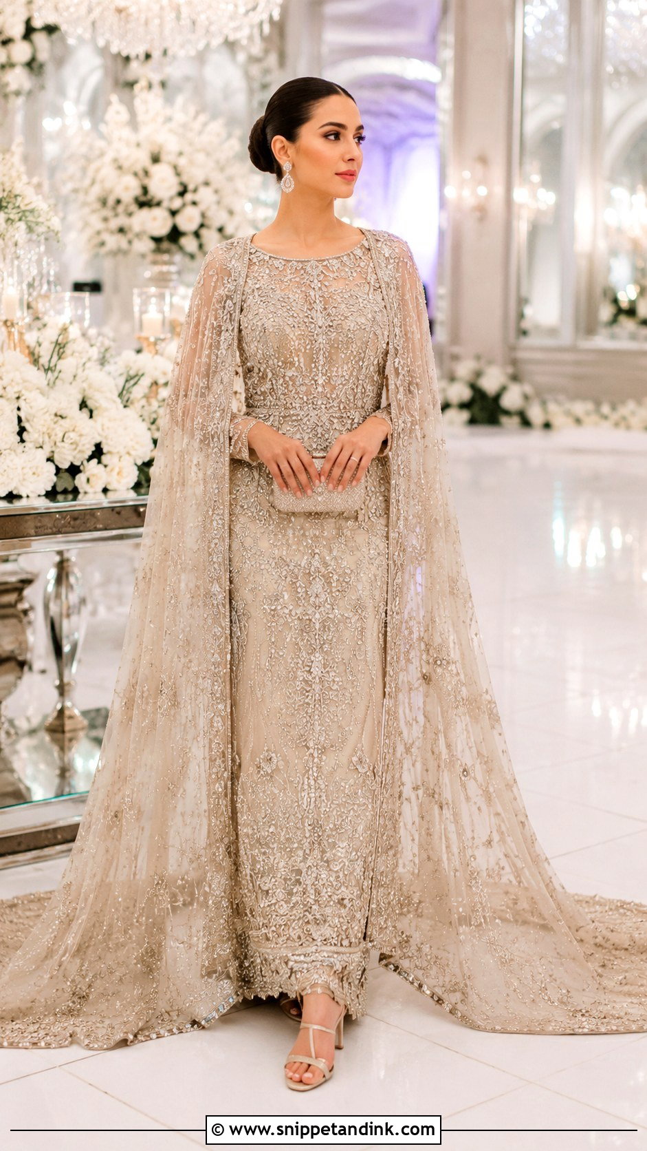 Champagne Pakistani Bridal Gown - Snippet and Ink - 25 Pakistani Bride Dress Ideas