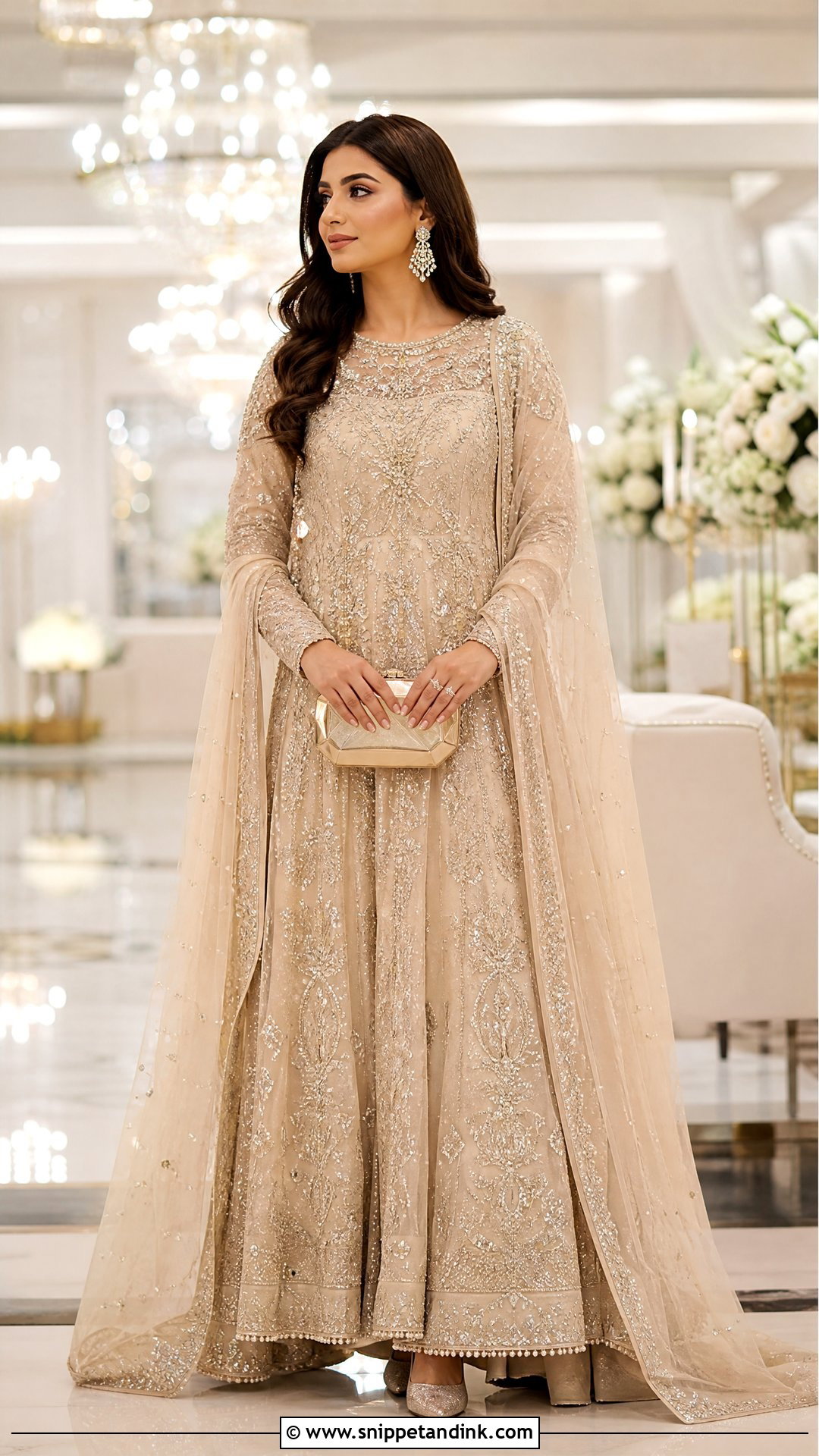 Champagne Pakistani Bridal Maxi - Snippet and Ink - 20 New Pakistani Bridal Dresses