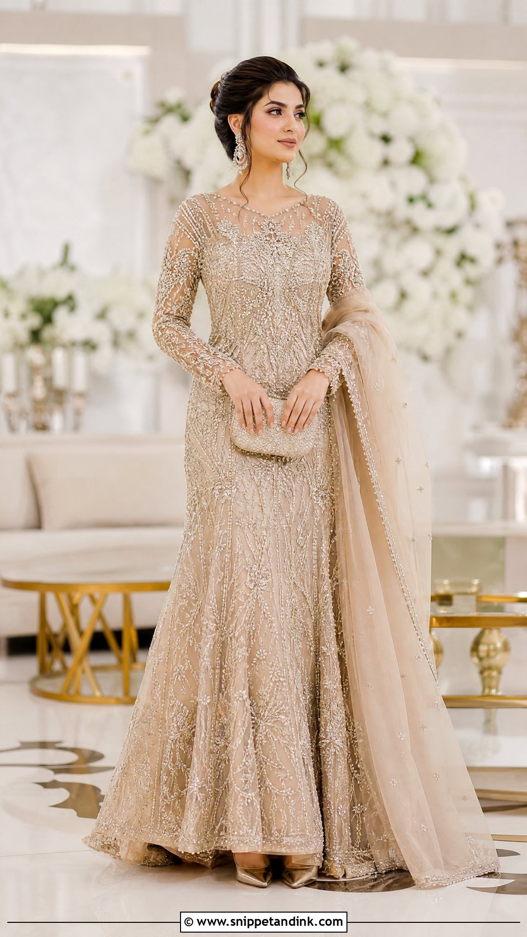 Champagne Pakistani Bridal Maxi - Snippet and Ink - 20 Pakistani Bridal Outfits