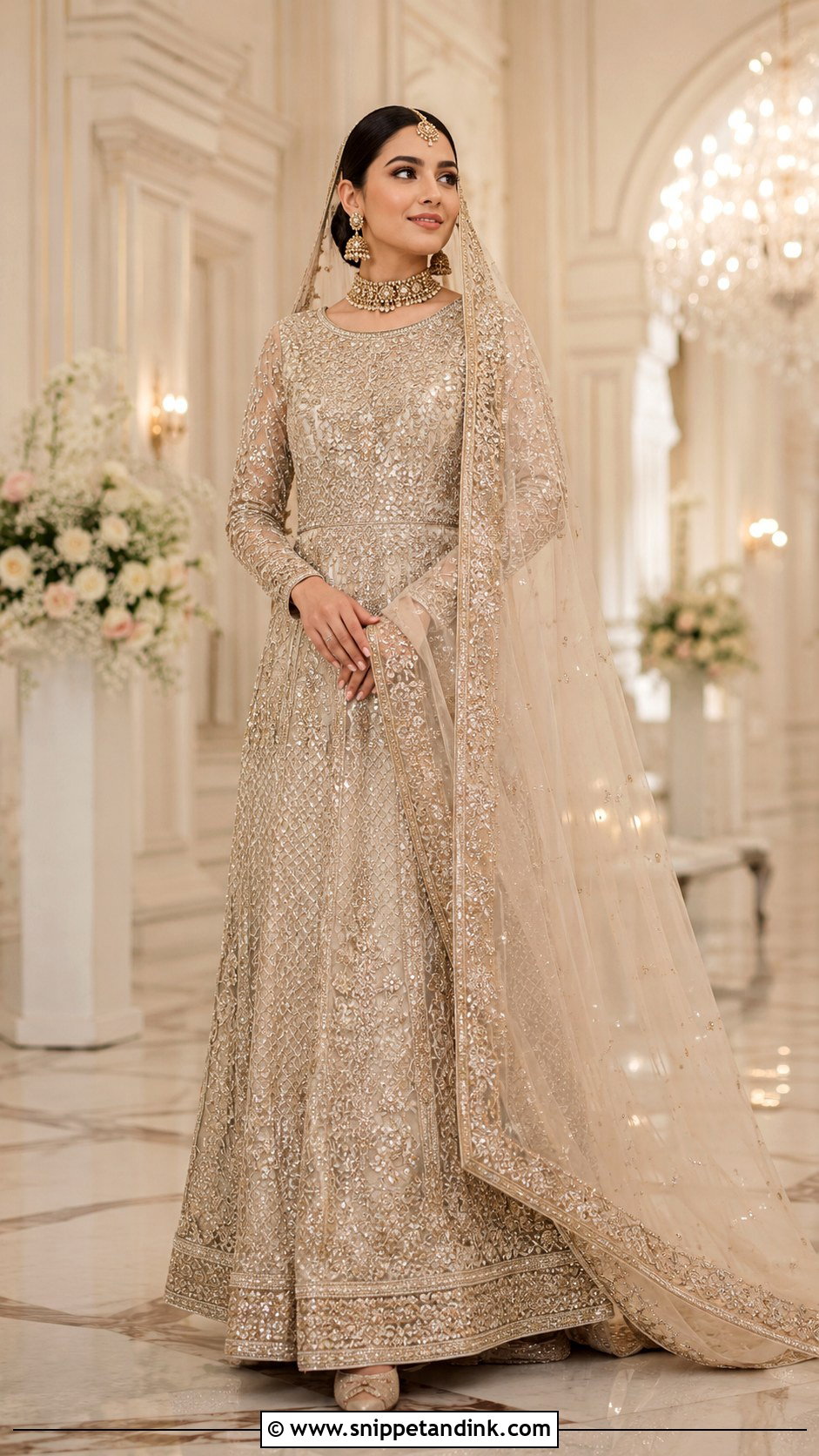 Champagne Pakistani Nikah Maxi - Snippet and Ink - 20 Nikha Dresses Pakistani Bridal