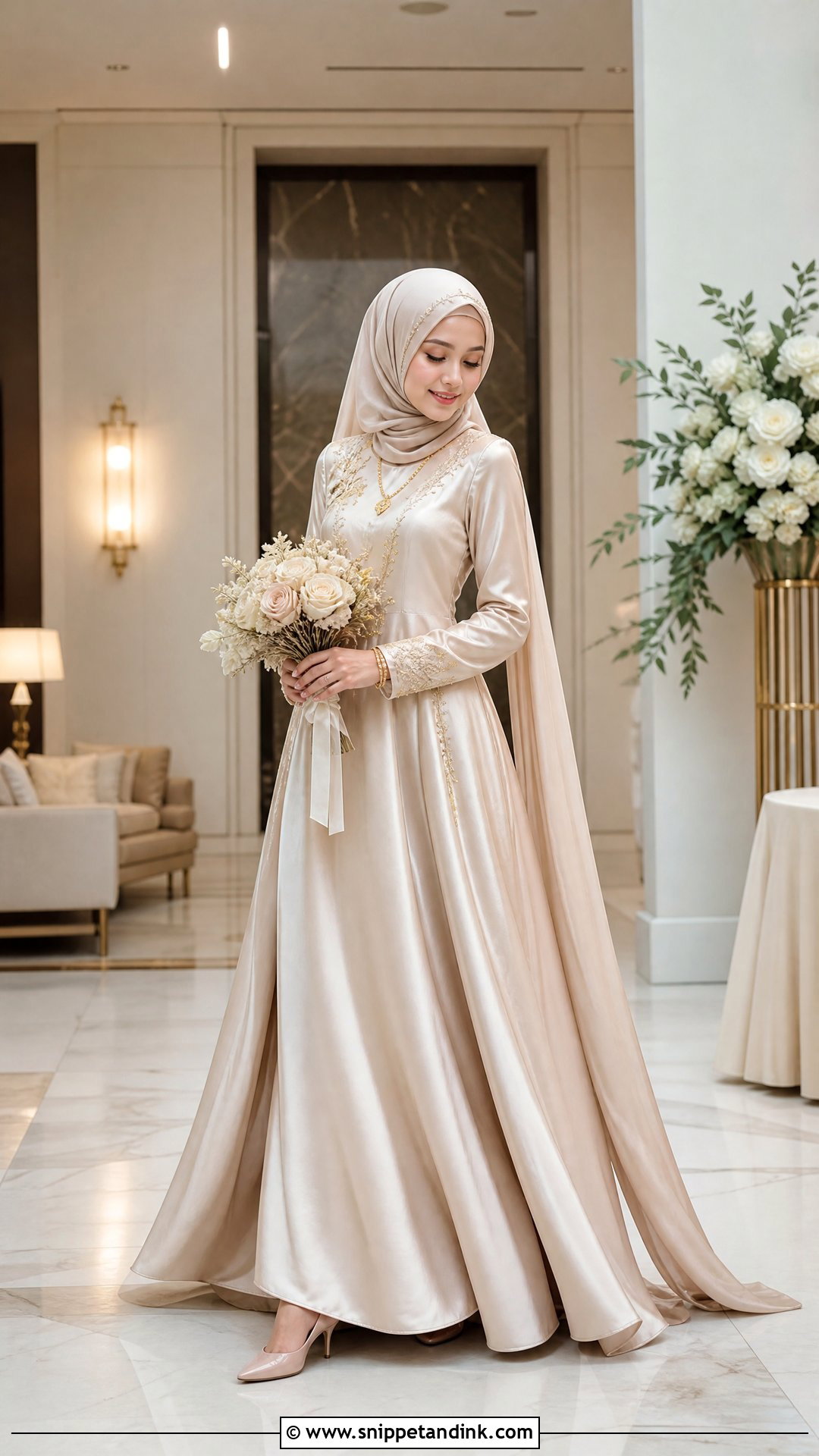 Champagne Pengantin Muslimah Dress - Snippet and Ink - 25 Pengantin Muslimah Ideas
