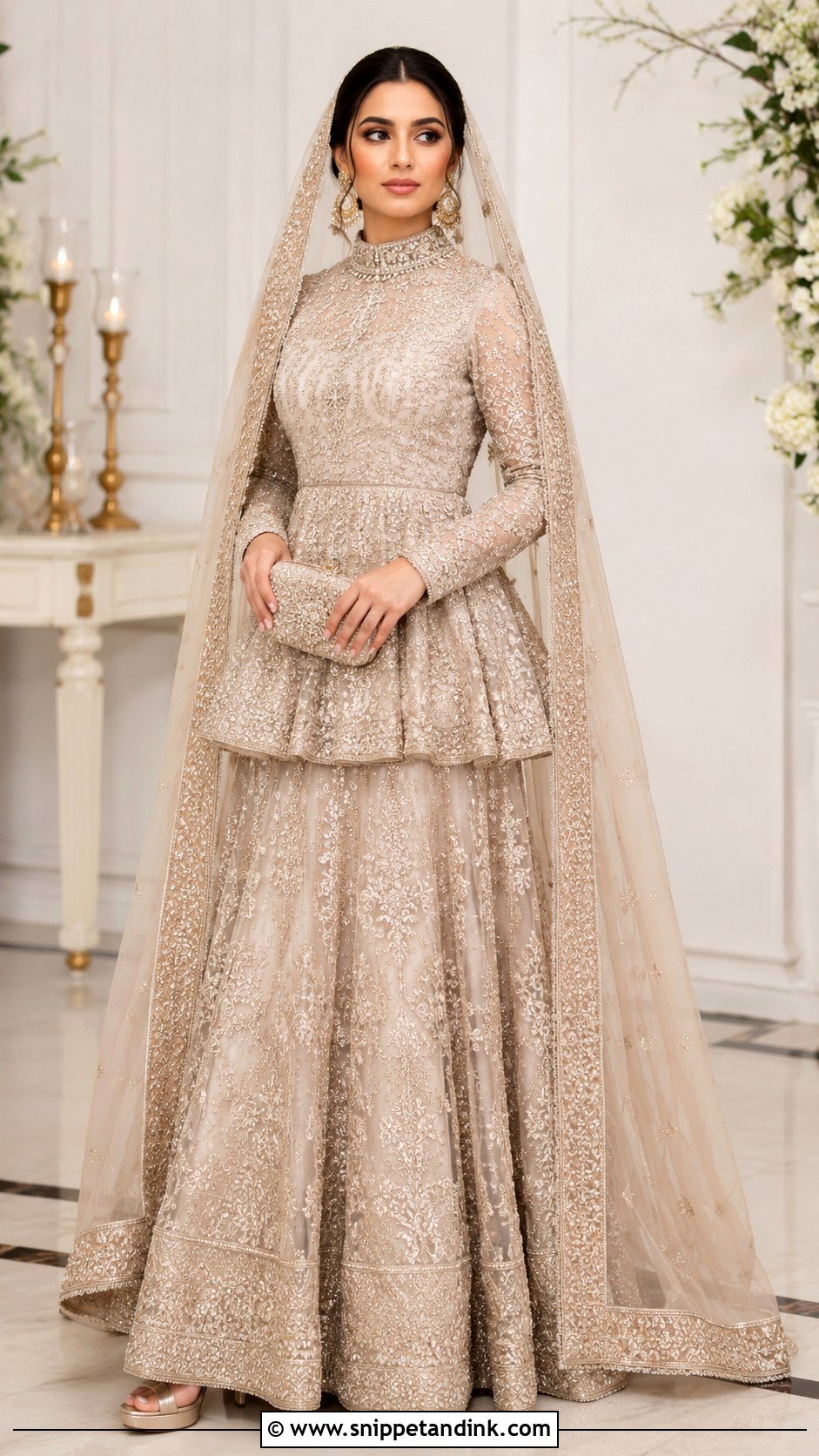 Champagne Peplum Nikah Dress - Snippet and Ink - 20 Dress for Nikah Ideas
