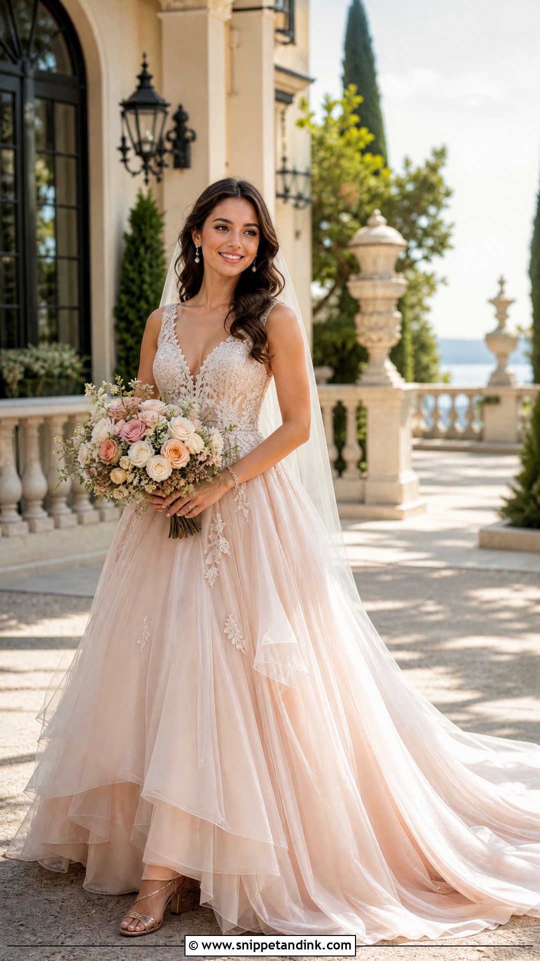 Champagne Pink Bridal Gown - Snippet and Ink - 20 Pink Bridal Gown Ideas