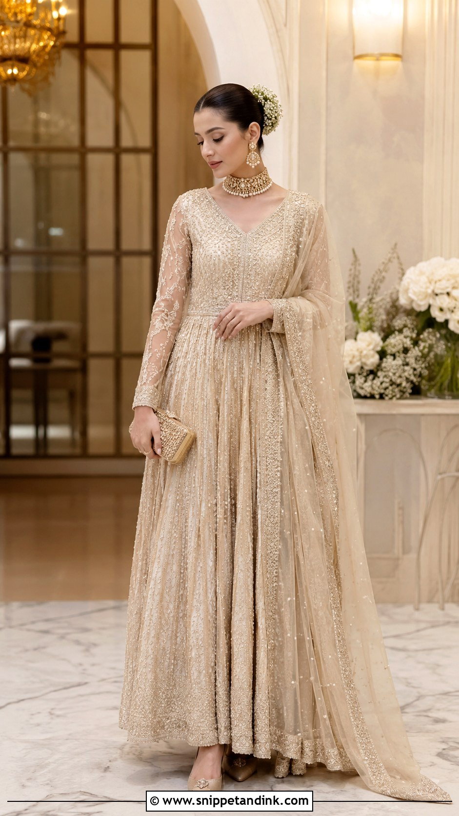 Champagne Pishwas Nikkah Dress - Snippet and Ink - 20 Dresses for Nikkah