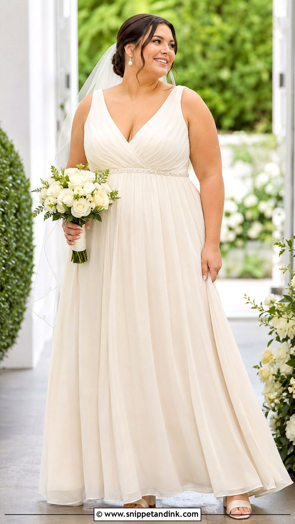 Champagne Plus Size Empire Waist Bridal Dress - Snippet and Ink - 20 Champagne Bridal Dress Ideas