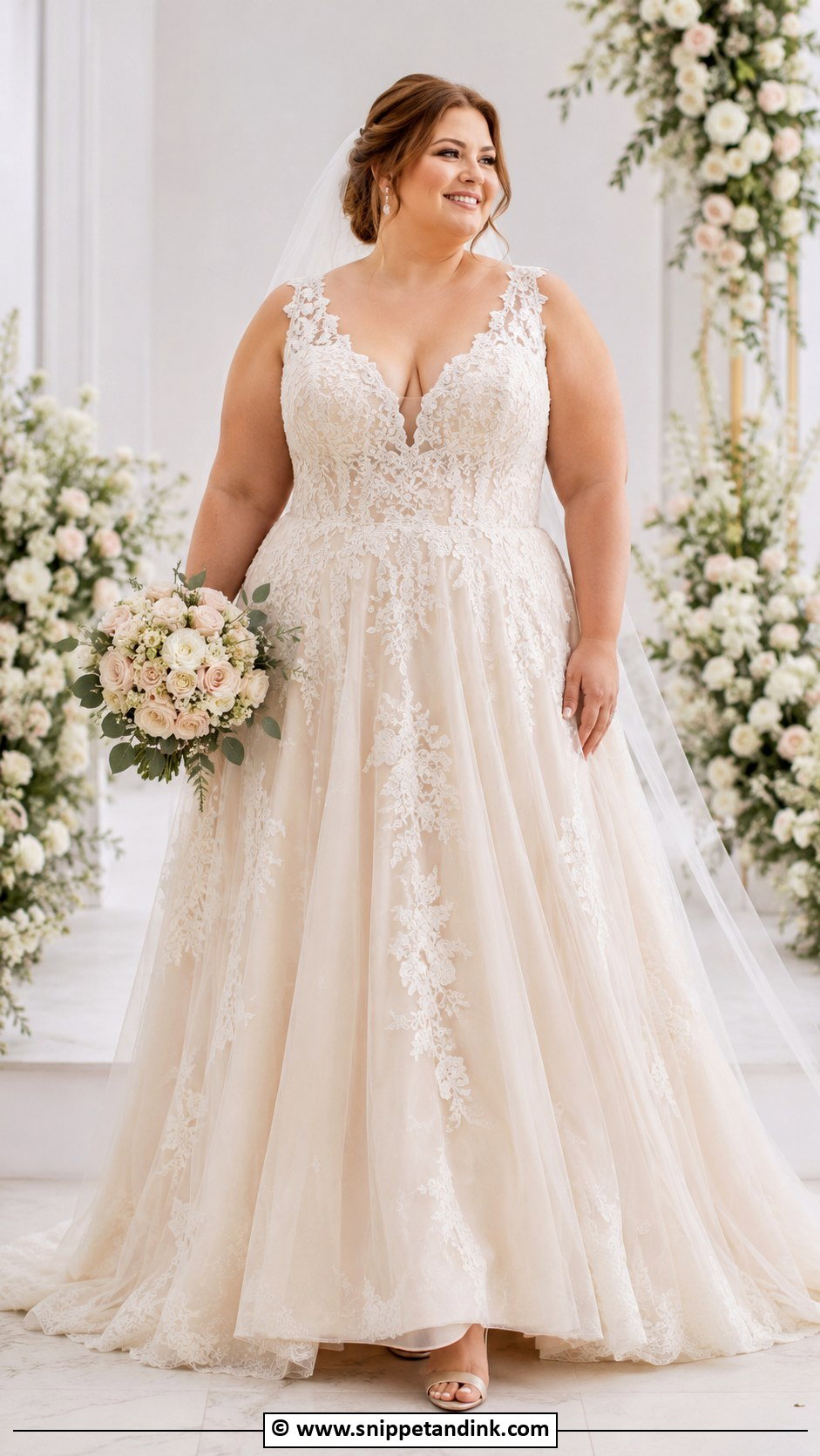Champagne Plus Size Wedding Dress - Snippet and Ink - 30 Champagne Wedding Dress Ideas