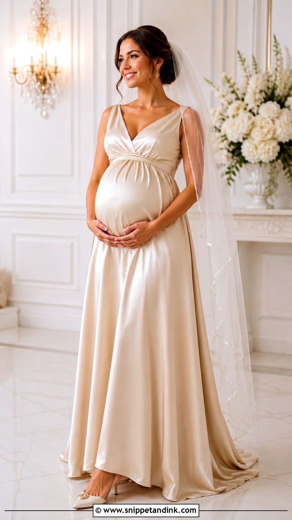 Champagne Pregnancy Wedding Dress - Snippet and Ink - 30 Pregnancy Wedding Dress Ideas