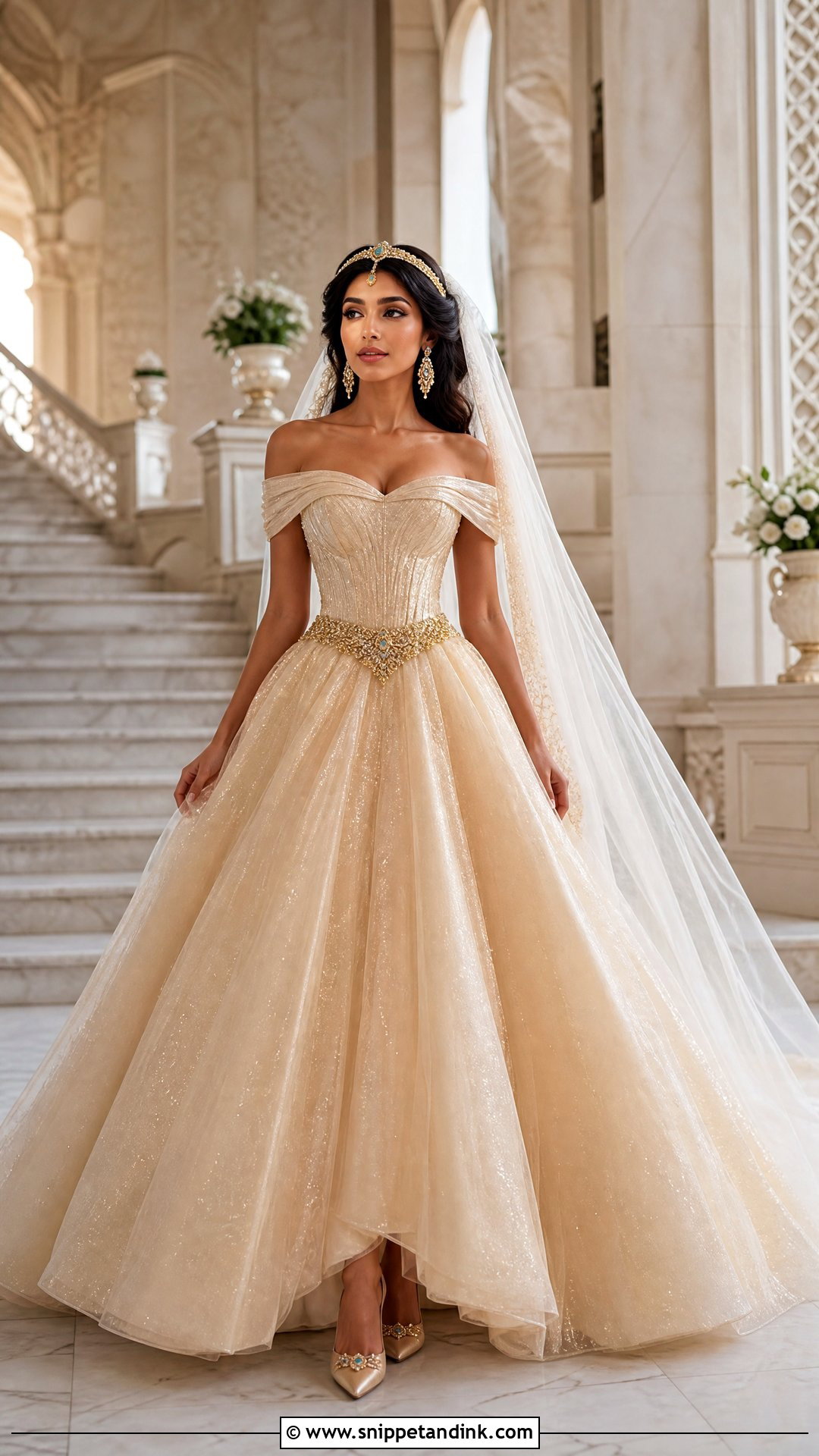 Champagne Princess Jasmine Wedding Dress - Snippet and Ink - 20 Princess Jasmine Wedding Dress Ideas