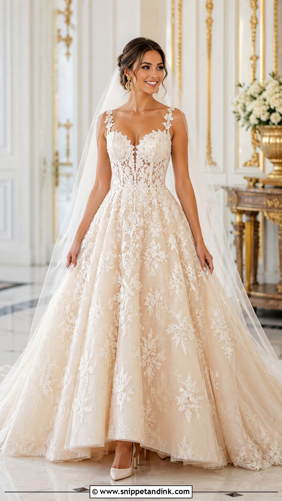 Champagne Princess Wedding Dress - Snippet and Ink - 25 Dream Princesses Wedding Dresses