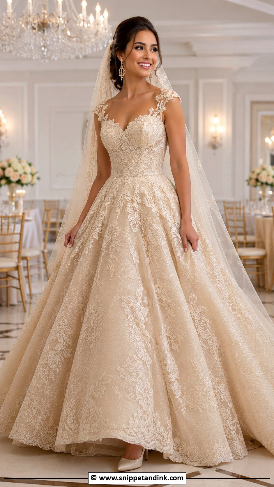 Champagne Princess Wedding Dress - Snippet and Ink - 35 Princess Wedding Dresses