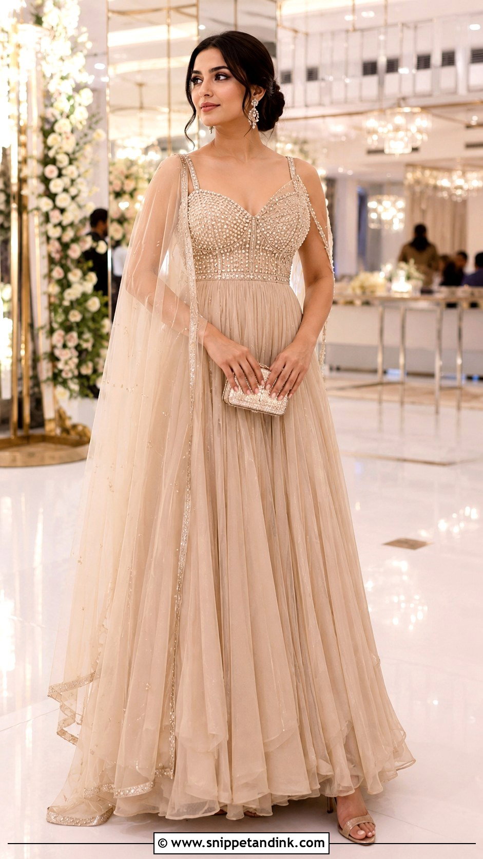 Champagne Reception Anarkali Gown - Snippet and Ink - 20 Wedding Anarkali Ideas