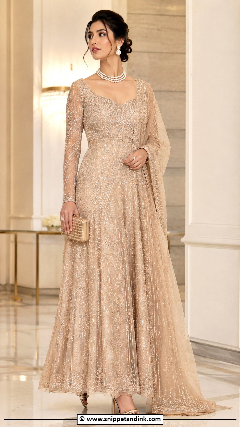 Champagne Reception Gown - Snippet and Ink - 25 Indian Receptions Bridal Gowns