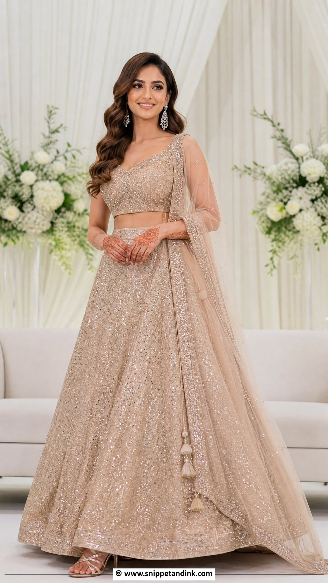 Champagne Sangeet Lehenga - Snippet and Ink - 35 Bridal Sangeet Outfit Ideas