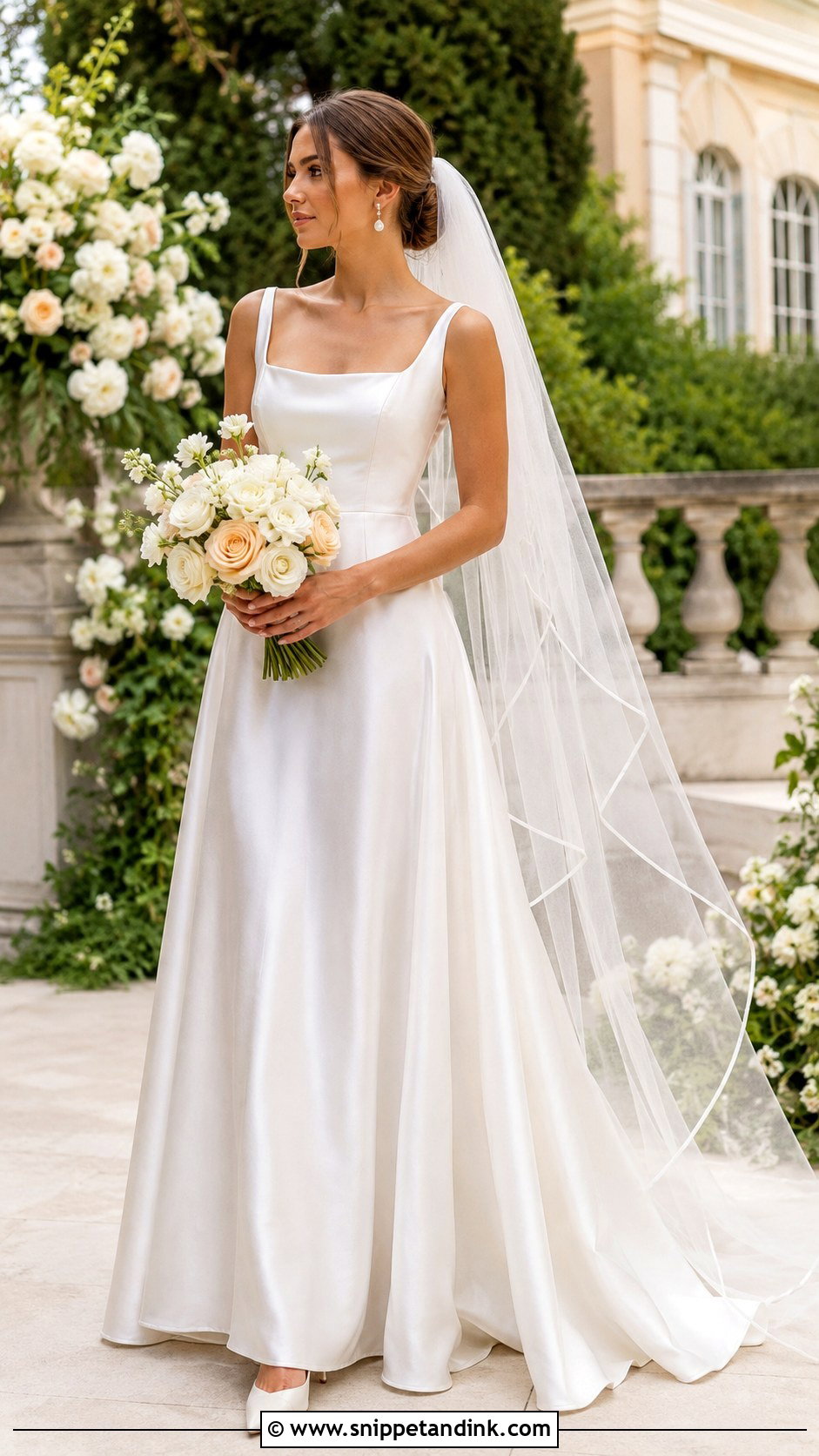 Champagne Satin A Line Bridal Dress - Snippet and Ink - 20 Champagne Bridal Dress Ideas