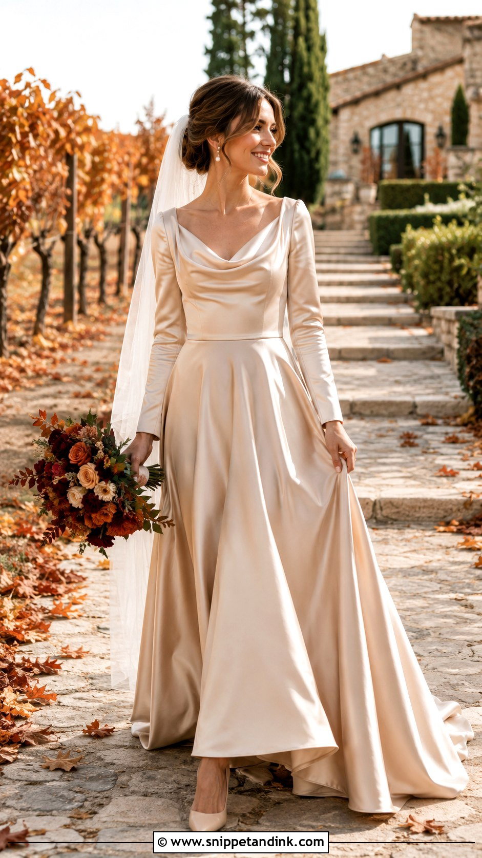 Champagne Satin Autumn Wedding Dress - Snippet and Ink - 20 Autumn Wedding Dress the Bride Ideas