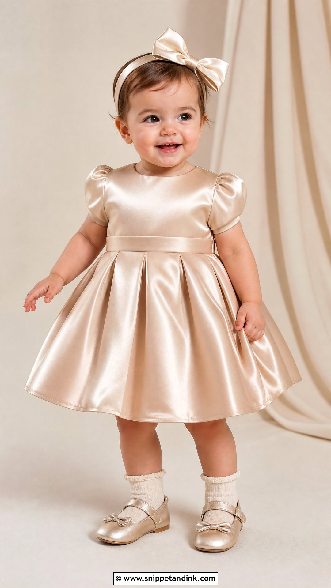 Champagne Satin Baby Wedding Dress - Snippet and Ink - 25 Baby Wedding Dress Ideas