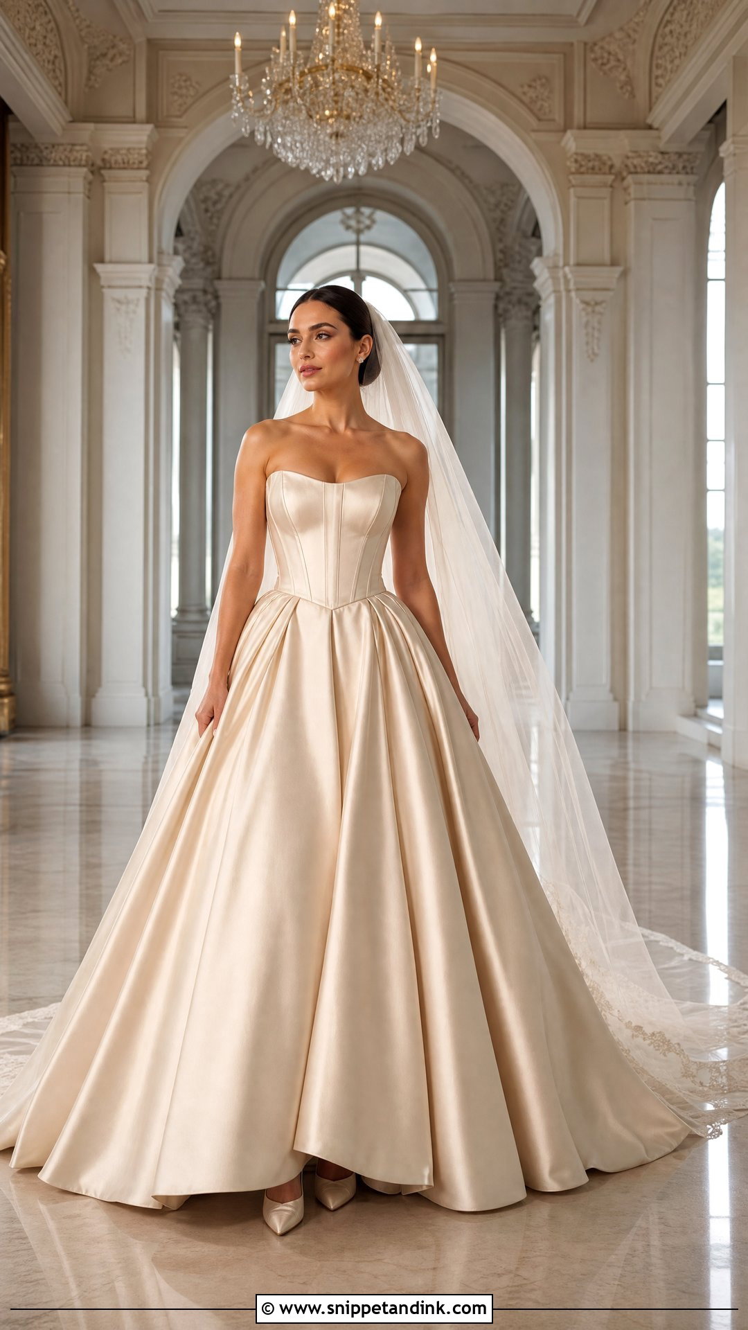 Champagne Satin Ball Gown Wedding Dress - Snippet and Ink - 25 Champagne Wedding Dresses