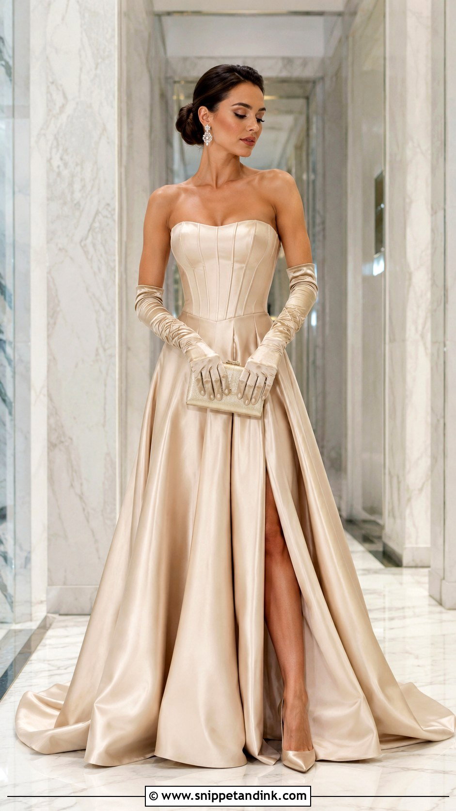 Champagne Satin Ballgown - Snippet and Ink - 25 Fairytale Ballgown Ideas