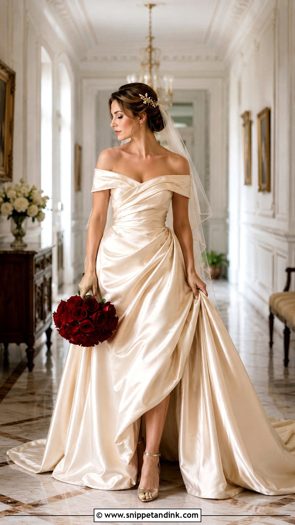 Champagne Satin Belle Wedding Dress - Snippet and Ink - 20 Belle Beauty and the Beast Wedding Dress Ideas