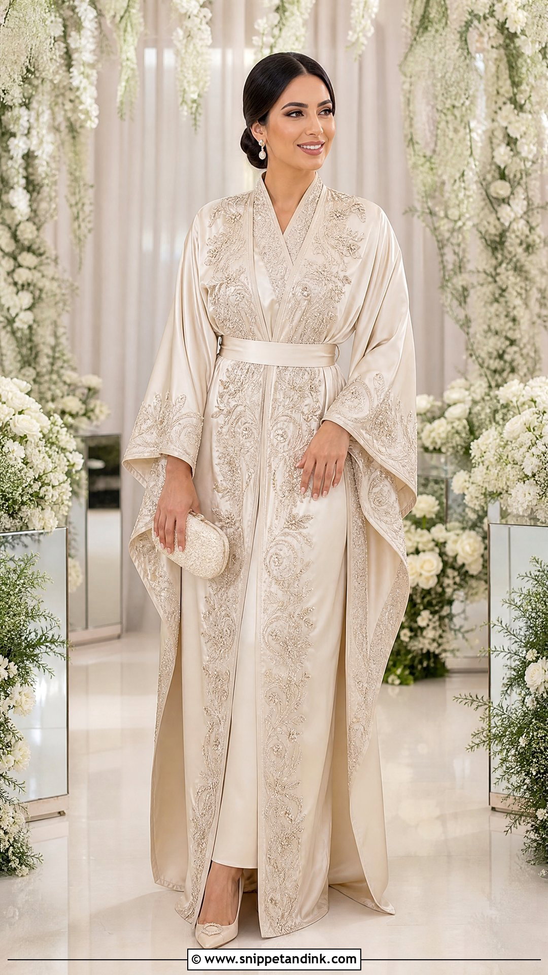 Champagne Satin Bridal Wedding Kaftan - Snippet and Ink - 20 Wedding Kaftan Ideas