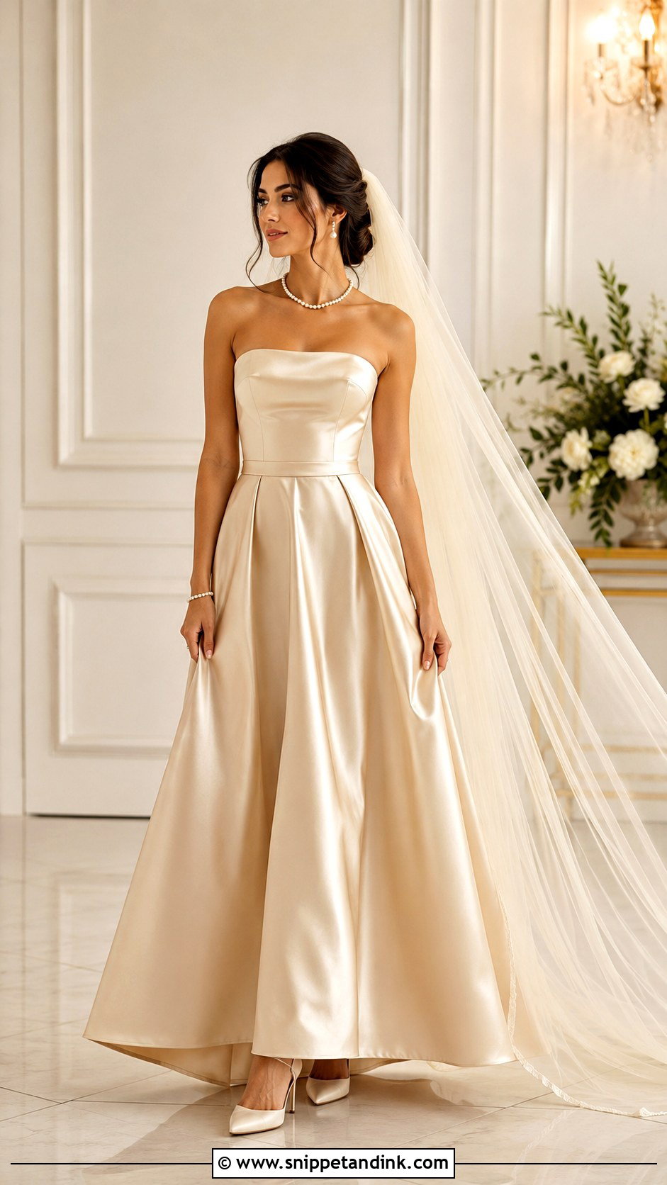 Champagne Satin Bride Outfit - Snippet and Ink - 25 Classy Bride Ideas
