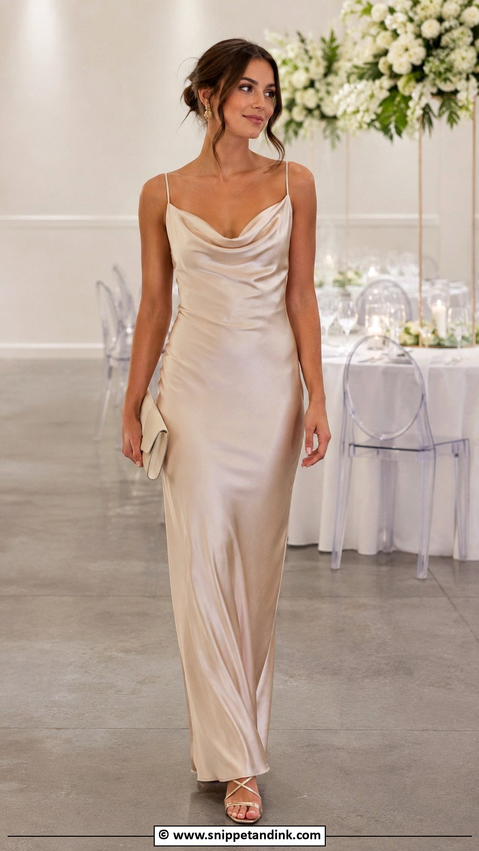 Champagne Satin Bridesmaid Dress - Snippet and Ink - 30 Brides Maids Dresses
