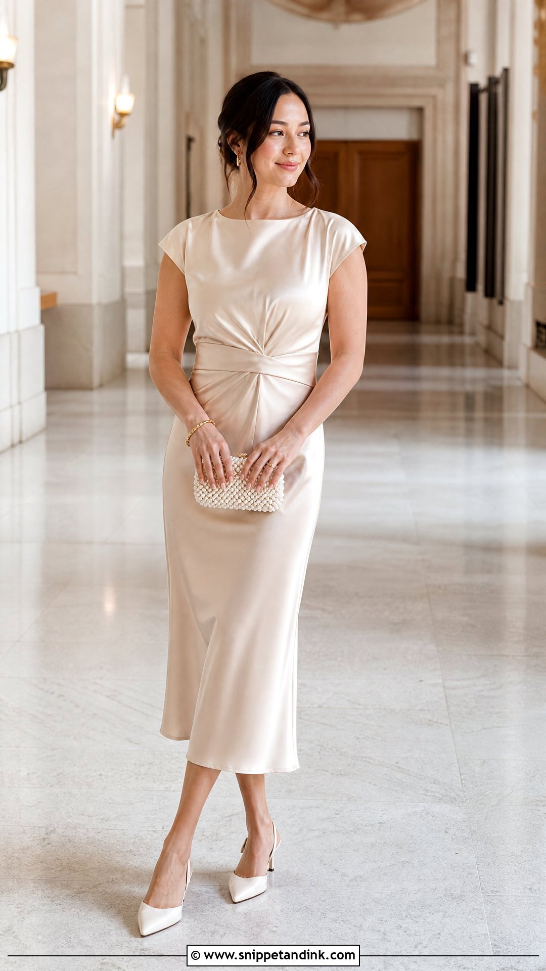 Champagne Satin Courthouse Wedding Outfit - Snippet and Ink - 25 Simple Civil Wedding Dress Courts Ideas