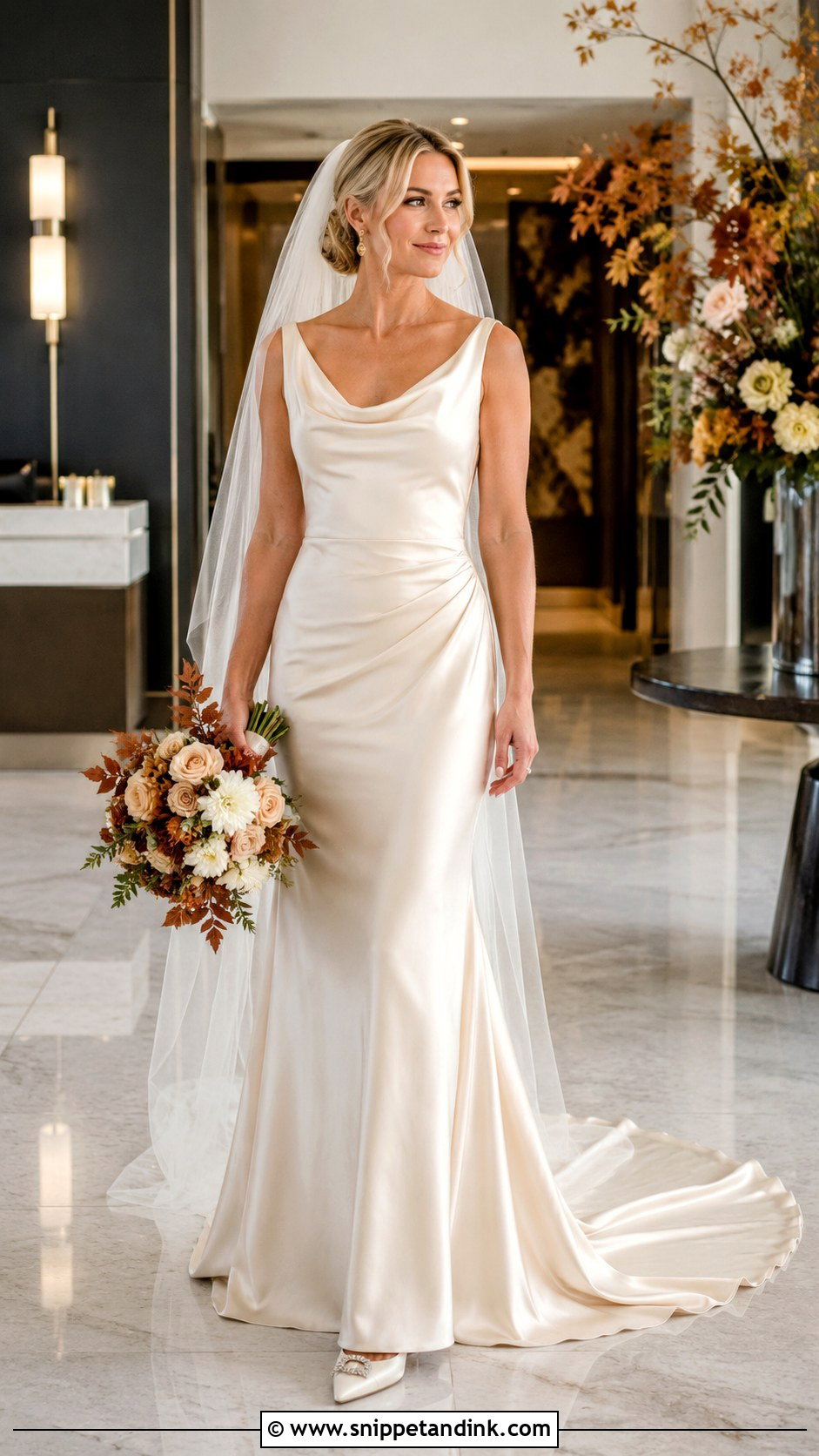 Champagne Satin Fall Bridal Dress - Snippet and Ink - 20 Fall Bridal Dresses