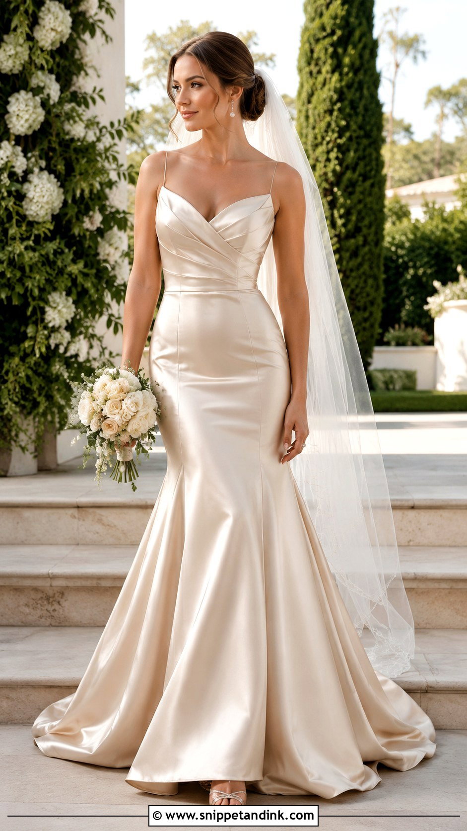 Champagne Satin Fit And Flare Wedding Dress - Snippet and Ink - 25 Satin Fit and Flare Wedding Dress Ideas