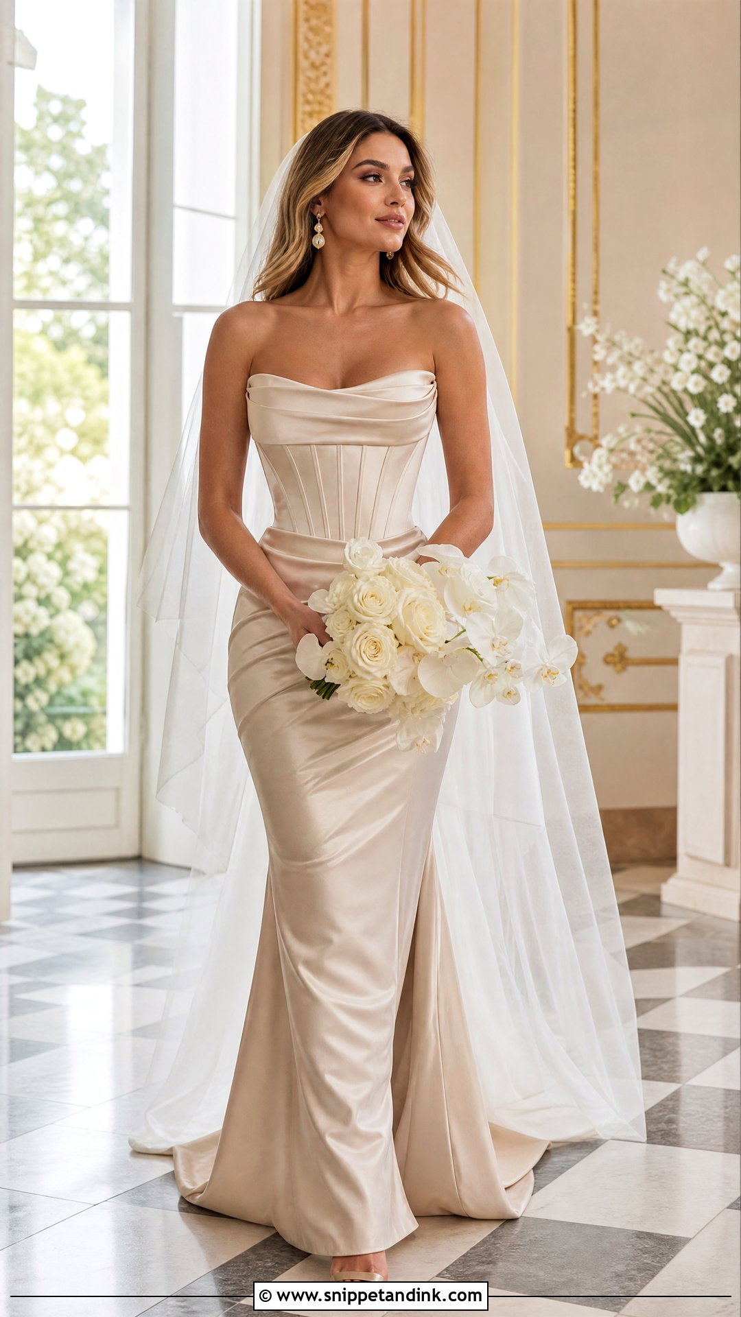 Champagne Satin Fitted Wedding Dress - Snippet and Ink - 20 Satin Fitted Wedding Dress Ideas