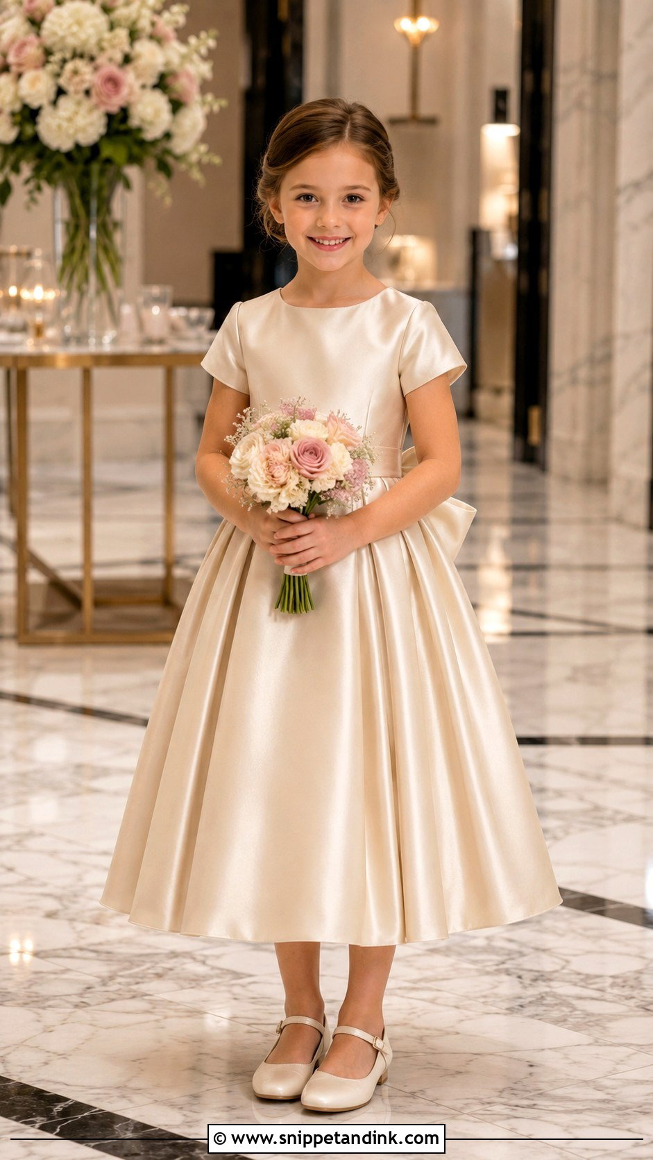 Champagne Satin Flower Girl Dress - Snippet and Ink - 20 Girl Dresses for Wedding