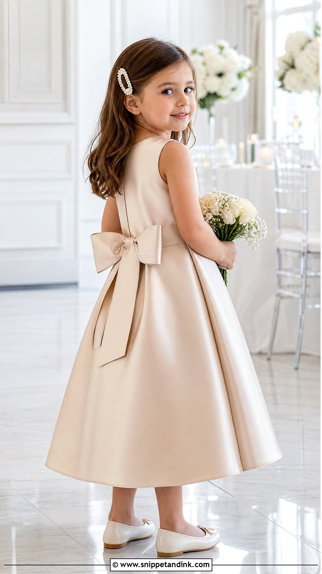 Champagne Satin Flower Girl Dress - Snippet and Ink - 25 Girl Wedding Dress Ideas