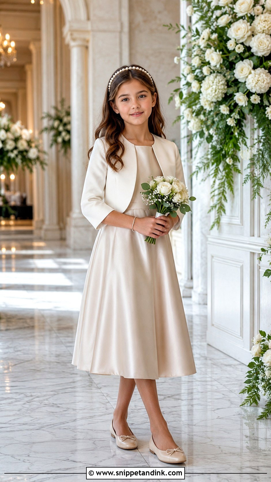 Champagne Satin Junior Attendant Wedding Outfit - Snippet and Ink - 20 Wedding Kids Outfit Ideas