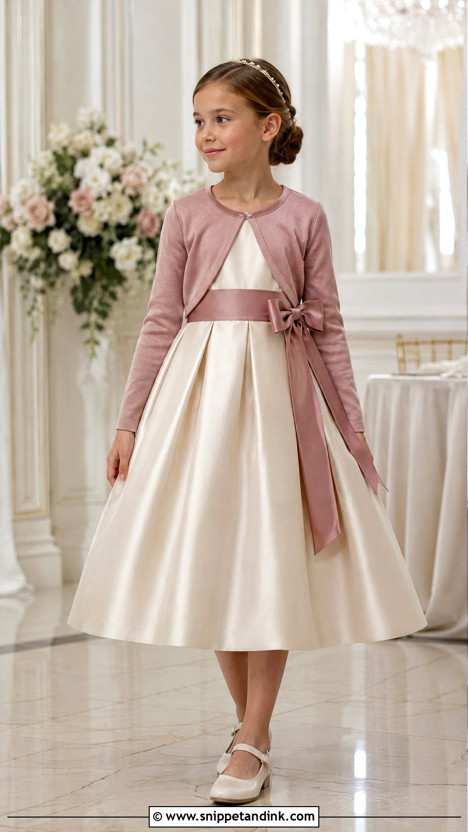 Champagne Satin Kids Wedding Dress - Snippet and Ink - 20 Kids Wedding Dresses