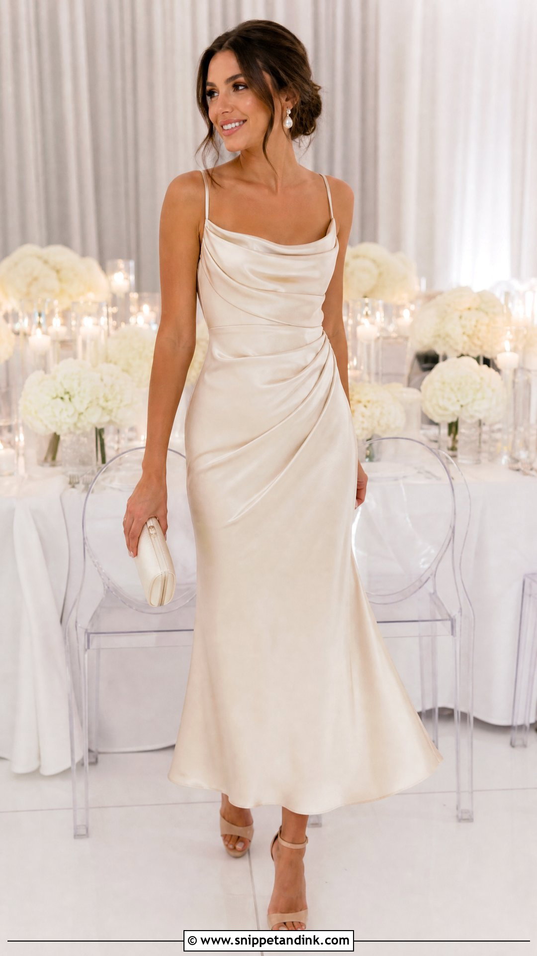 Champagne Satin Mini Dress - Snippet and Ink - 30 After Party Dress for Bride Ideas