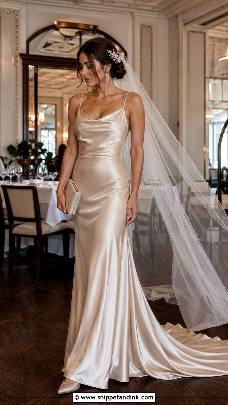Champagne Satin Slip Wedding Dress - Snippet and Ink - 20 Satin Slip Wedding Dress Ideas