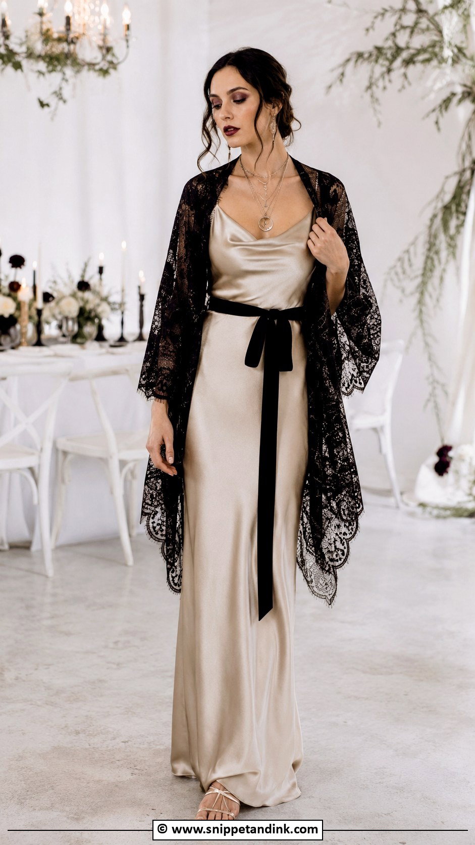 Champagne Satin Slip Wedding Dress - Snippet and Ink - 25 Whimsigoth Wedding Dress Ideas